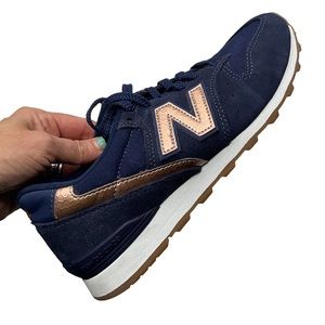 908-New Balance 996 Athletic Running Shoes Navy Blue Gold WL996JCR